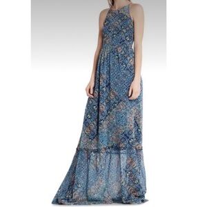 NEW! BCBG BCBGeneration Maxi Dress Spaghetti Strap Mint Tea Multi Blue Floral 4